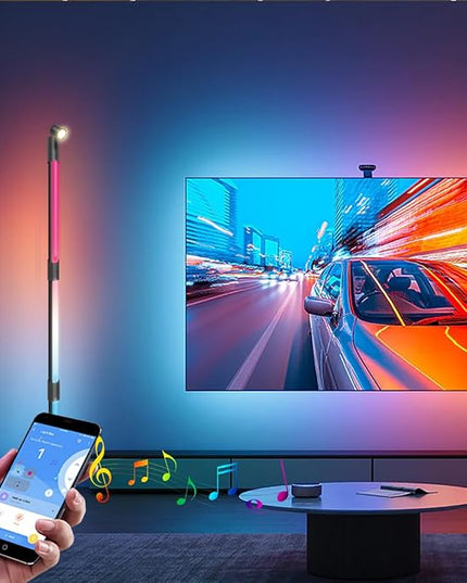 Sinvitron 360°Rotating Led Floor Lamp with Spotlight,16 Million DIY Colors,Music Sync & 213 Dynamic Mode, RGBW LED Corner Lights with App&Remote for Bedroom Living Room Gaming Room - LeafyLoom