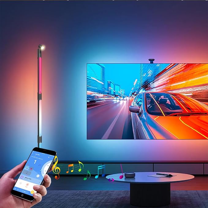 Sinvitron 360°Rotating Led Floor Lamp with Spotlight,16 Million DIY Colors,Music Sync & 213 Dynamic Mode, RGBW LED Corner Lights with App&Remote for Bedroom Living Room Gaming Room - LeafyLoom