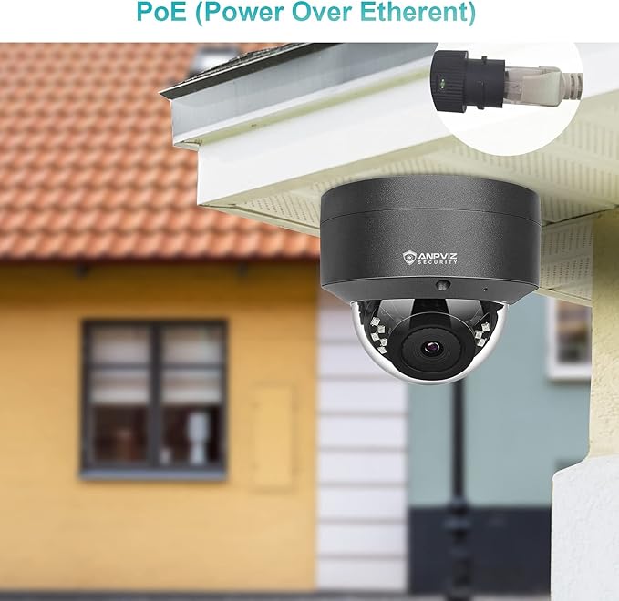 Anpviz 5MP PoE Camera, Outdoor Vandal Dome Security PoE IP Camera with Audio, 98ft Night Vision, H.265, 24/7 Recording Waterproof IP66 Indoor, Wide Angle 2.8mm (Grey), NDAA Compliant (U Series) AnpvizSecurity