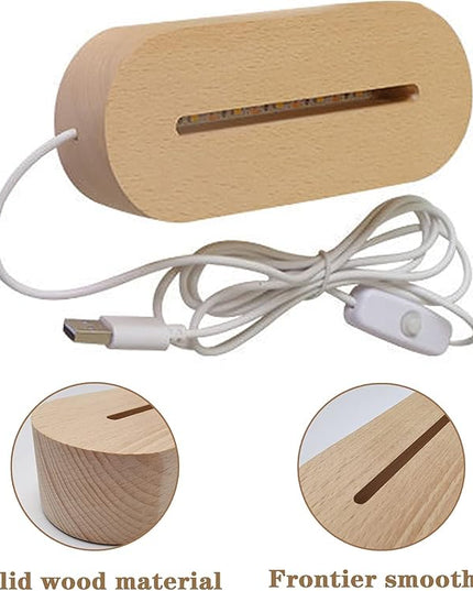 2Pack 6 inch Oval Wood Display Pedestal,Wooden Led Lights Display Base for Acrylic and Plexiglass,Wood Night LED Light Lamp Base - LeafyLoom