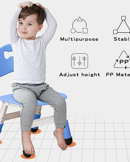 4 Piece Kids Chair Set 3 Levels Adjustable Stackable Kids Chairs Ideal for Playrooms, Schools, Daycares and Homes Washable and easy to clean Max weight 220LB(Navy Blue4piece set) - LeafyLoom