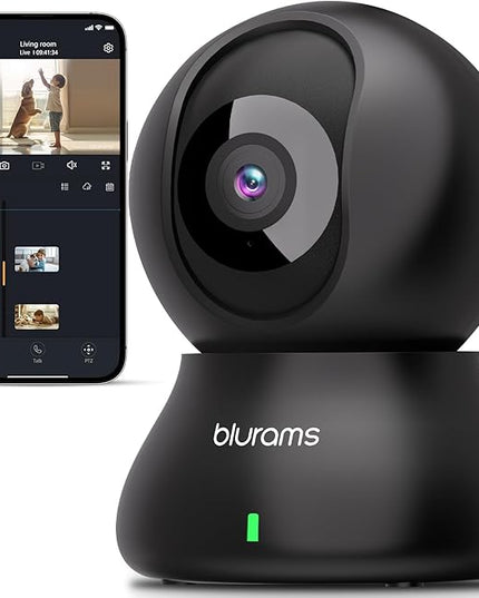 blurams Security Camera, 2K Indoor Camera 360° Pet Camera for Home Security with Phone App, Motion Tracking, 2-Way Audio, IR Night Vision, Siren, Compatible with Alexa & Google Assistant(2.4GHz ONLY) Blurams