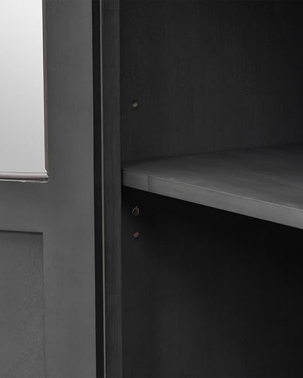Merax Farmhouse Sideboard Buffet Cabinet with Storage, 4 Door Wood Cupboard w/Adjustable Shelves, Console Table for Kitchen, Dining/Living Room, Grey - LeafyLoom