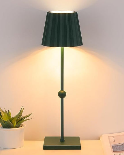 GGOYING Cordless Table Lamp,5200mAh Rechargeable Battery LED Lamp with 3 Color Stepless Dimmable, Modern Portable LED Desk Lamp Night Light(Hunter Green) - LeafyLoom