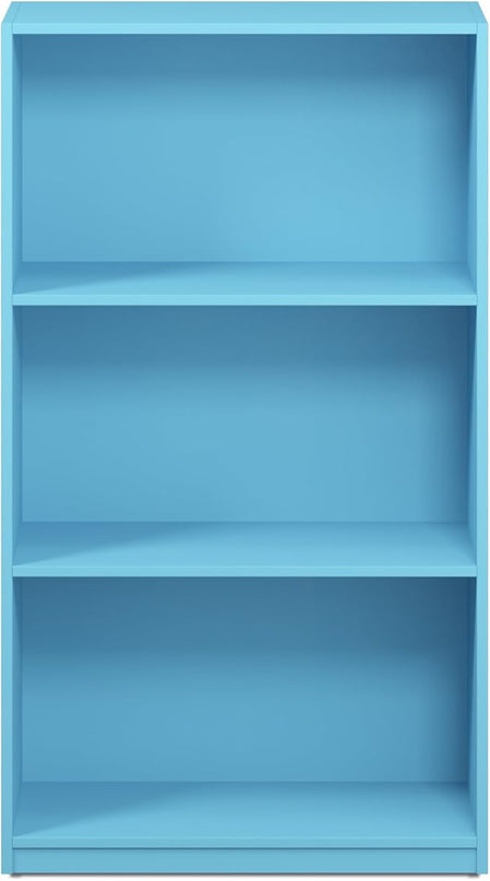 FURINNO Basic 3-Tier Bookcase Storage Shelves, Light Blue - LeafyLoom