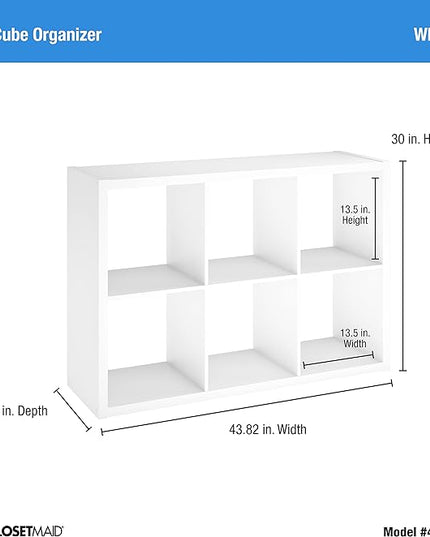 ClosetMaid 6 Cube Storage Shelf Organizer Bookshelf with Open Back, Vertical or Horizontal, Easy Assembly, Wood, White Finish - LeafyLoom