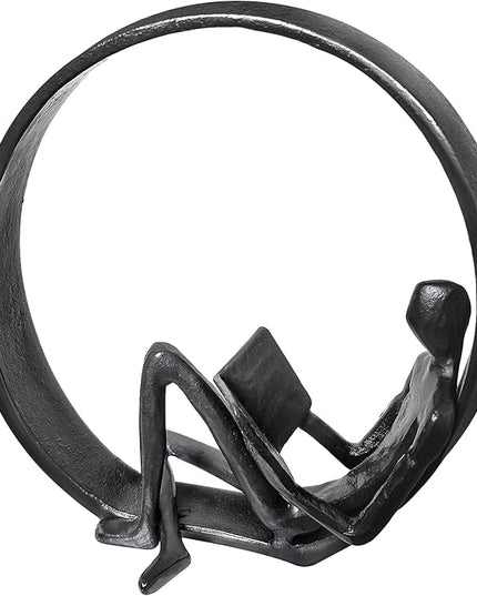 Jalunth Bookshelf Bookcase Aesthetic Decoration Art Sculptures Home Decor Book Shelf Case Modern Accents Figurine Reading Metal Decorative Ideas Objects Accessories Library Office Steel Statue Gifts - LeafyLoom