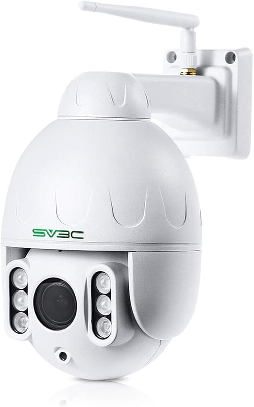 SV3C 1080P Outdoor PTZ WiFi Camera, ONVIF Security IP Camera with Auto Tracking, 197ft HD Night Vision, 5X Optical Zoom, Two-Way Audio, Waterproof, Compatible with Blue Iris, SD Card Slot, CamHiPro SV3C