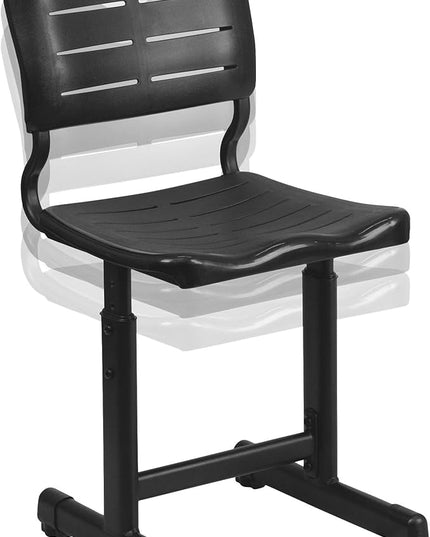 Flash Furniture Adjustable Height Black Student Chair with Black Pedestal Frame - LeafyLoom