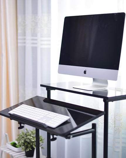 soges Mobile Standing Desk Adjustable Height, Roling Sit-Stand Desk, Small Standing Computer Desk Workstation on Wheels, Sit Stand Up Desk for Home Office, Black - LeafyLoom
