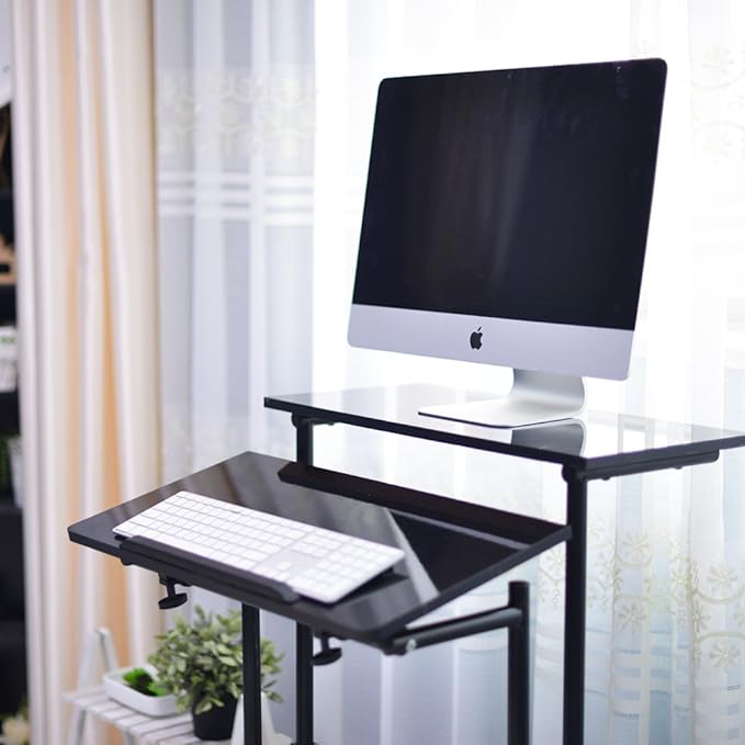 soges Mobile Standing Desk Adjustable Height, Roling Sit-Stand Desk, Small Standing Computer Desk Workstation on Wheels, Sit Stand Up Desk for Home Office, Black - LeafyLoom