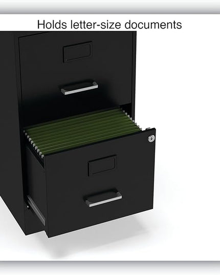 Alera 2806262 14 in. x 18 in. x 24.1 in. Soho 2-Drawer Vertical Letter File Cabinet - Black - LeafyLoom