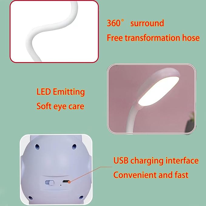 LED Desk Lamp for Kids, Mini Cute Owl Lamp Night Light, Foldable USB Rechargeable Reading Light Bedroom Children's Bedside Study (Blue) - LeafyLoom