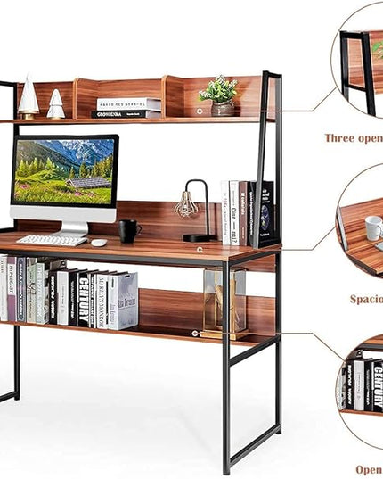 Computer Desk, Brown - LeafyLoom