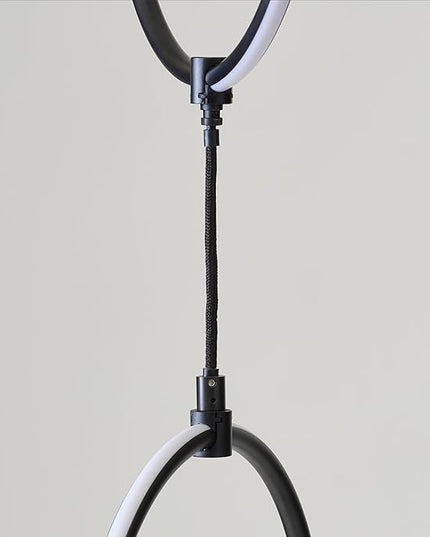 Brightech Nova Modern Color Changing Floor Lamp - LED Lamp with Stunning RGB Color Gradient and Contemporary 3-Circle Ring-Style Pendant - Corner or Over-The-Couch Arching Pole Standing Lamp - Black - LeafyLoom