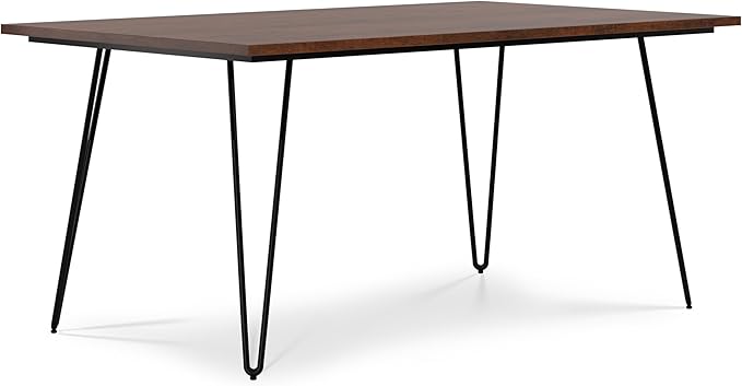 SIMPLIHOME Hunter SOLID MANGO WOOD and Metal Rectangle Industrial Table for The Dining Room, 66 inch, Umber Brown - LeafyLoom