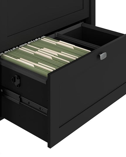 Bush Furniture Broadview 2 Drawer Lateral File Cabinet in Classic Black | Storage for Home Office Workspace - LeafyLoom