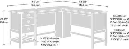 Sauder Cottage Road L-Desk, L: 65.12" x W: 58.66" x H: 29.76", Rustic Cedar finish - LeafyLoom