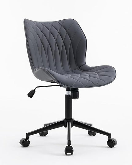 YOUNUOKE Office Desk Chair, Comfy Home Office Chairs, Small Comfortable Desk Chairs with Wheels, Armless PU Leather Chairs for Computer Conference, Purple - LeafyLoom