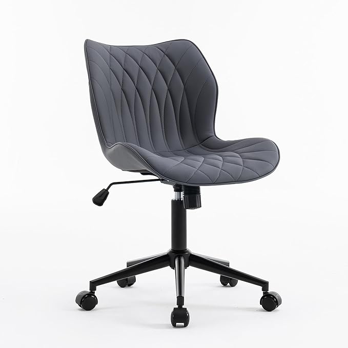 YOUNUOKE Office Desk Chair, Comfy Home Office Chairs, Small Comfortable Desk Chairs with Wheels, Armless PU Leather Chairs for Computer Conference, Purple - LeafyLoom
