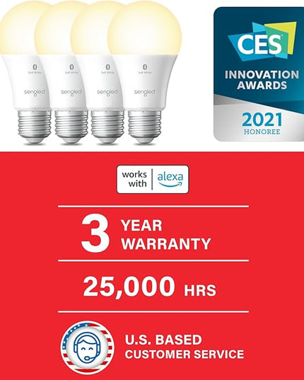 Sengled Alexa Light Bulb, S1 Auto Pairing with Alexa Devices, Warm Smart Light Bulbs, Bluetooth Mesh Smart Home Lighting, E26 60W Equivalent, 800LM, 1-Pack Sengled