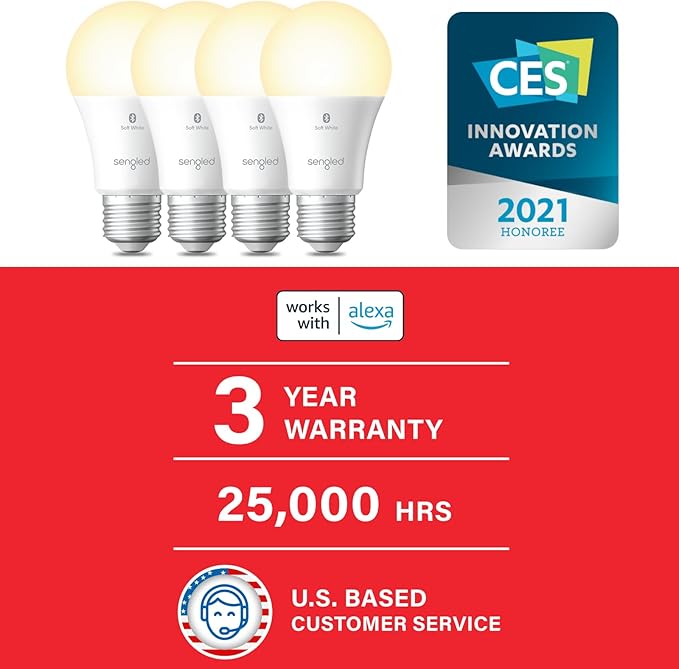 Sengled Alexa Light Bulb, S1 Auto Pairing with Alexa Devices, Warm Smart Light Bulbs, Bluetooth Mesh Smart Home Lighting, E26 60W Equivalent, 800LM, 1-Pack Sengled