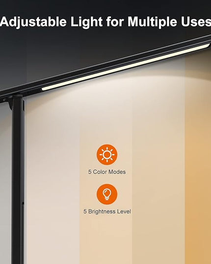 poukaran Desk Lamp, LED Desk Lamp with Wireless Charger, USB Charging Port, Table Lamp with Night Light, Desk Lights with Clock, Alarm, Date and Temperature, Black - LeafyLoom