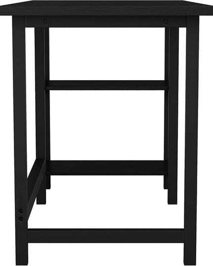 Martha Stewart Beckett Modern Trestle Desk with Open Side Shelving in Black Wood Grain Finish - LeafyLoom
