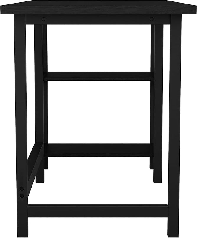 Martha Stewart Beckett Modern Trestle Desk with Open Side Shelving in Black Wood Grain Finish - LeafyLoom