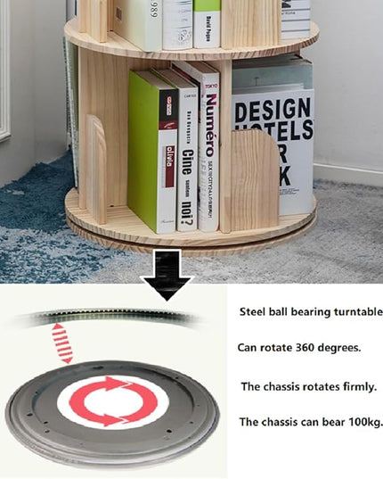 Heehee Rotating Bookshelf 360 Display Floor Standing Bookcase Storage Rack for Kids&Adults Multi-Functional Bookshelf Organizer (5-Tier) - LeafyLoom
