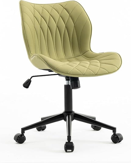 YOUNUOKE Office Desk Chair, Comfy Home Office Chairs, Small Comfortable Desk Chairs with Wheels, Armless PU Leather Chairs for Computer Conference, Avocado - LeafyLoom