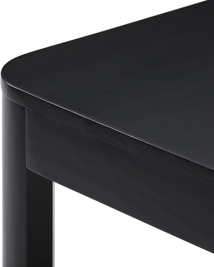 Plank+Beam Modern Rounded Coffee Table, 54 Inch, Solid Wood Contemporary Center Table for Living Room, Rectangle Tea Table, Black - LeafyLoom