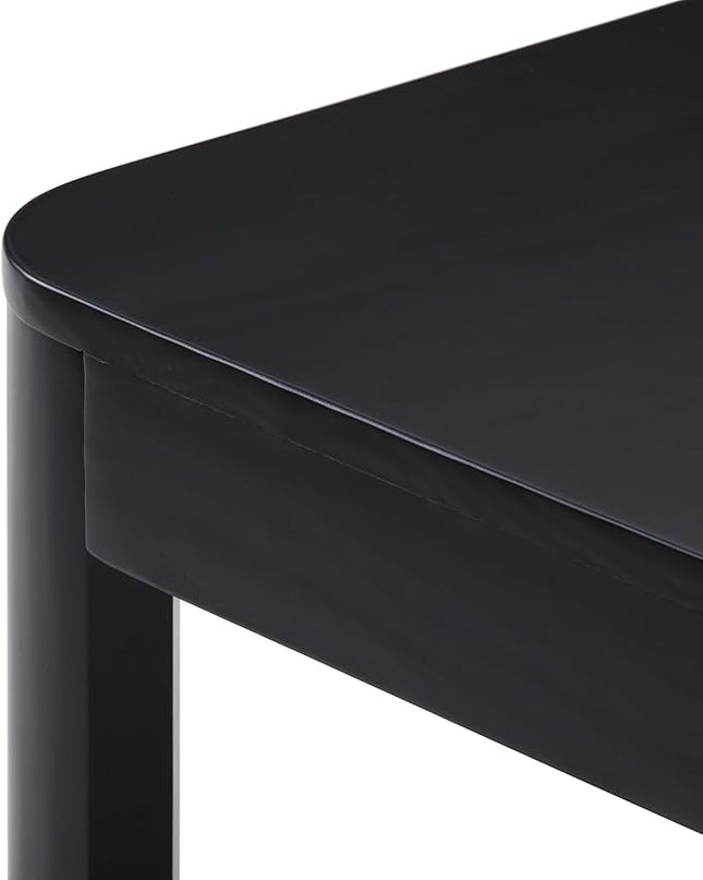 Plank+Beam Modern Rounded Coffee Table, 54 Inch, Solid Wood Contemporary Center Table for Living Room, Rectangle Tea Table, Black - LeafyLoom