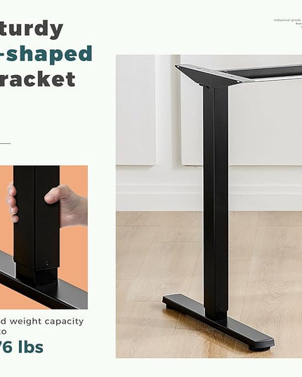 SMUG Electric Standing Desk, 55 x 24 Inch, Rustic Brown, Ergonomic Adjustable Desk Stand with Memory Preset, Sit Stand Desk for Home Office, Suitable for Daily Use - LeafyLoom