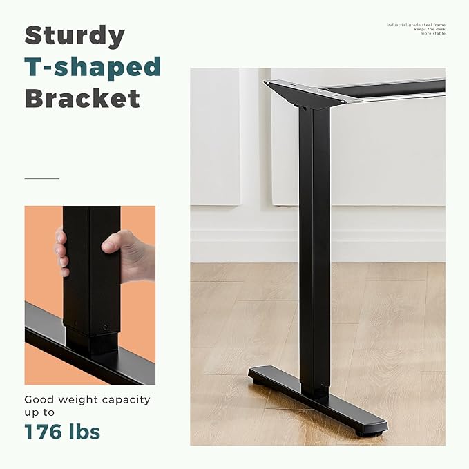 SMUG Electric Standing Desk, 55 x 24 Inch, Rustic Brown, Ergonomic Adjustable Desk Stand with Memory Preset, Sit Stand Desk for Home Office, Suitable for Daily Use - LeafyLoom
