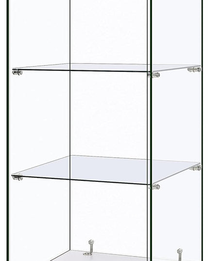 VIVOHOME 3 Layers 16''W x 16''D x 34''H Display Cabinet Showcase Countertop with Lock, 4mm Tempered Glass 25mm MDF Base - LeafyLoom