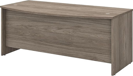 Bush Business Furniture Studio C Bow Front Desk, 72W x 36D, Modern Hickory - LeafyLoom