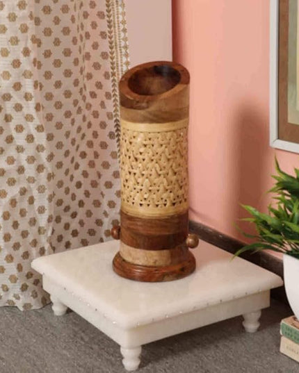 Bamboo and Wooden Table Lamp (Brown) Pack of 1 - LeafyLoom