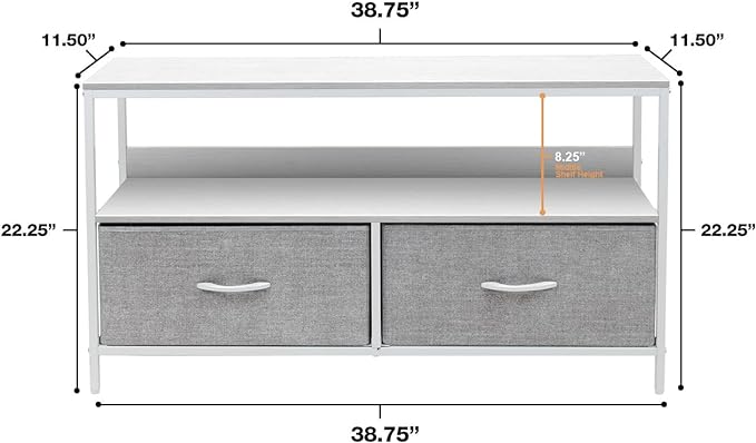 Sorbus TV Stand Dresser with 2 Faux Wood Drawers - Television Riser Chest with Storage - Bedroom, Living Room, Closet, & Dorm Furniture - LeafyLoom