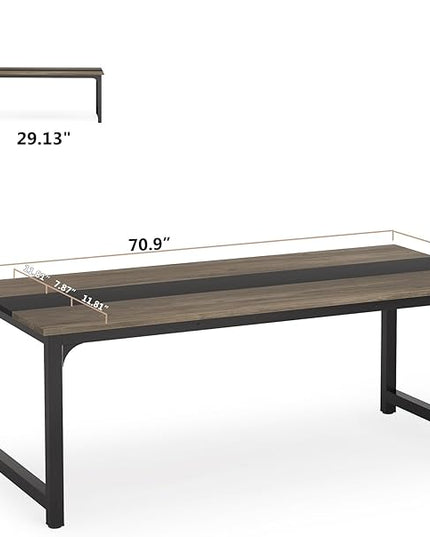 Tribesigns Modern Computer Desk, 70.8 x 31.5 inch Large Office Desk Computer Table Study Writing Desk Workstation for Home Office, Grey/Black - LeafyLoom