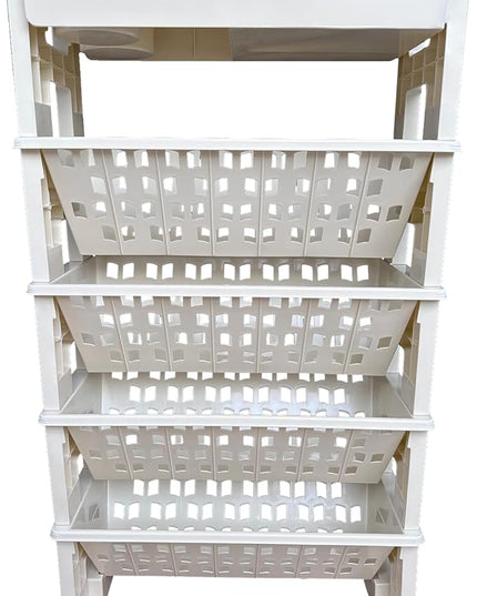 5 Tier Rolling Book Utility Cart, Removable Movable Bookshelf Organizer with Wheels, Storage Book Shelves, Book Rack for Study in Classroom Home School Office Light Yellow - LeafyLoom