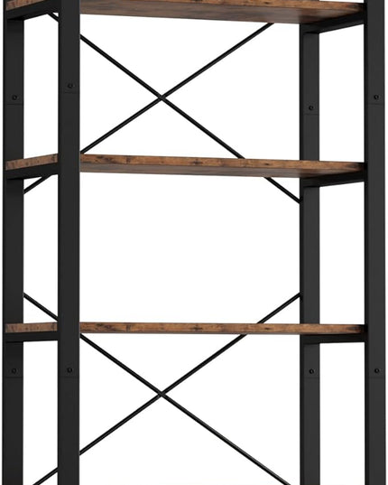 IRONCK Bookshelf 6-Tier Ladder Shelf 110lbs/shelf Display Shelf Vintage Industrial Style Bookcase for Home Office, Living Room - LeafyLoom