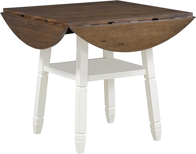 5-Piece Counter Height Round Set in 2 Table Sizes with 4 Folding Leaves and Upholstered Chairs for Dining Room (Espresso+White+Gray Cushion), 38"~54" L x 38"~54" W x 36.2" H - LeafyLoom