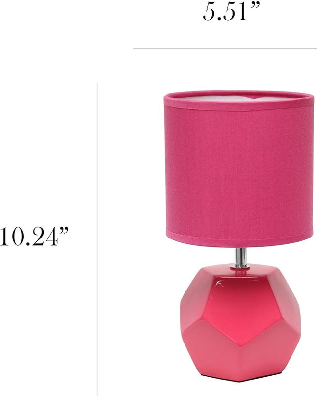 Simple Designs LT2065-PNK Round Prism Mini Table Lamp with Matching Fabric Shade, Pink - LeafyLoom