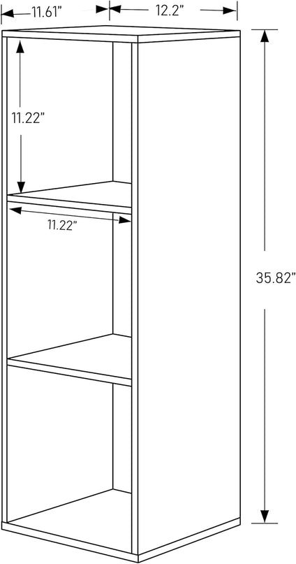 PACHIRA E-Commerce Storage Bookcase Wooden, Unit Shelf, Closet Cabinet, DVD Rack Bookshelf File Organizer Rack in Living Room, Bedroom, Study, each cube 11.22“, 3 Cube, OAK GREY - LeafyLoom