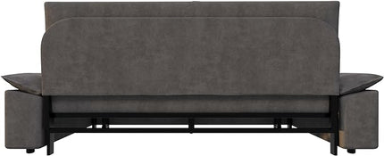 3 in 1 Oversized Love Seat Sofá Convertible Queen Size Sofabed with 2 Lumbar Pillows, Loveseat Sofa W/Pull Out Sleeper Couch Bed for Home,Office,Apartment,RV Living Room, 70.1", Grey - LeafyLoom