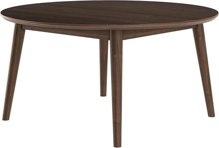 Plank+Beam Mid Century Modern Coffee Table, 36 Inch Wood Coffee Tables for Living Room, Round Center Table, Cocktail Table for Small Spaces, Walnut - LeafyLoom