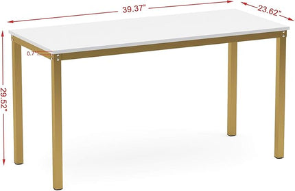 Teraves Computer desk/Dining Table Office Desk Sturdy Writing Workstation for Home Office (39.37“, White) - LeafyLoom