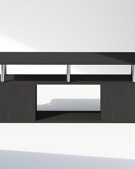 Furinno Utility Design Coffee Table, Americano/Chrome - LeafyLoom