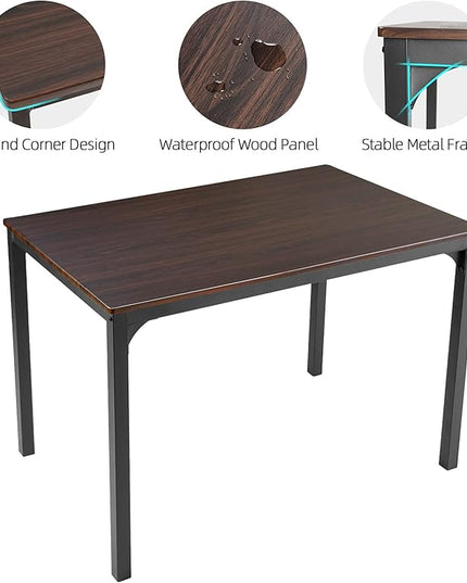 sogesfurniture 4 Piece Dining Table Set, Dining Room Set, Kitchen Dinner Table with Benches for 4, Includes Table, 2 Chairs & Bench, Brown - LeafyLoom